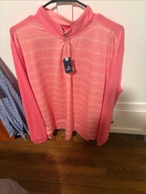 johnnie-O Coral Zip-Front Performance Top